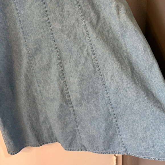 Vintage Denim Maxi Dress Long Line Pearl Snap Buttons Cowgirl Chambray Cottage - Picture 8 of 12